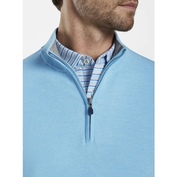 PETER MILLAR Crown Crafted Men's Victory Cashmere-Silk Quarter-Zip Blue … - Picture 2 of 11